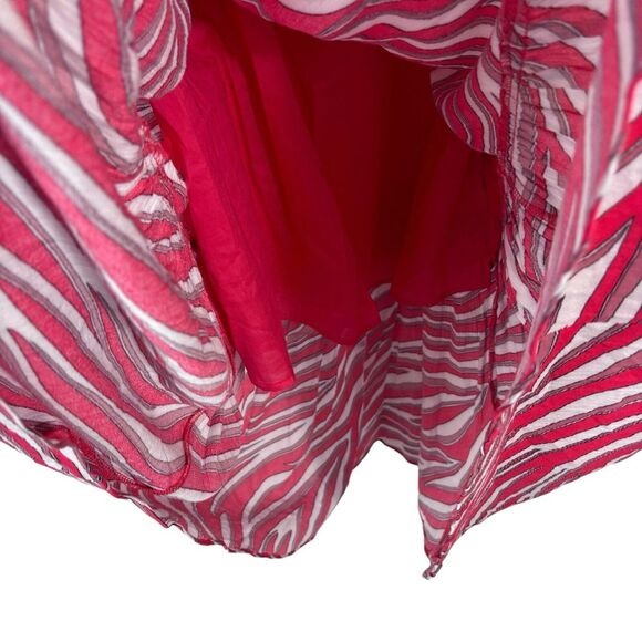 Michael Kors Zebra Square Neck Sleeveless Red Tier Midi Dress XS NWT $175 - Picture 10 of 14